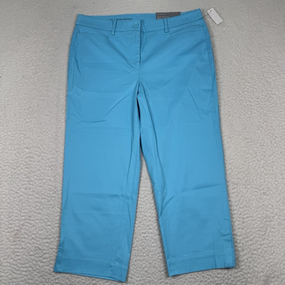 Talbots Perfect Skimmer Pants Women's Size 10 Cropped Slim Leg 34x22.5 Blue